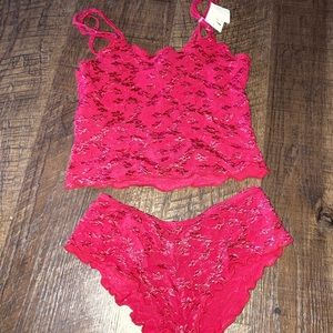 New Red lace sexy nightie cami & panties m